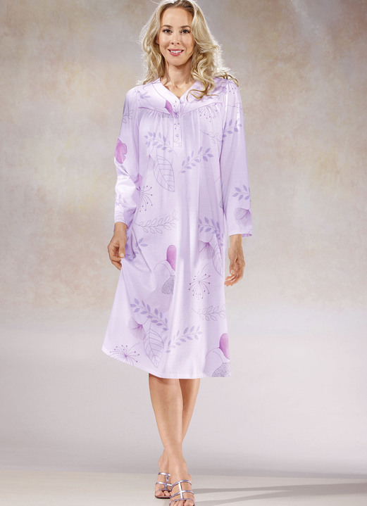 Langarm - Zweierpack Nachthemden, 3/4 -langen Ärmeln mit Knopfleiste, in Größe 038 bis 060, in Farbe 1X PISTAZIE-BUNT, 1X PISTAZIE Ansicht 5