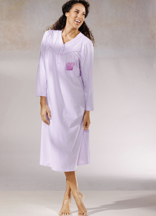 Langarm - Zweierpack Nachthemden, 3/4 -langen Ärmeln mit Knopfleiste, in Größe 038 bis 060, in Farbe 1X PISTAZIE-BUNT, 1X PISTAZIE Ansicht 8