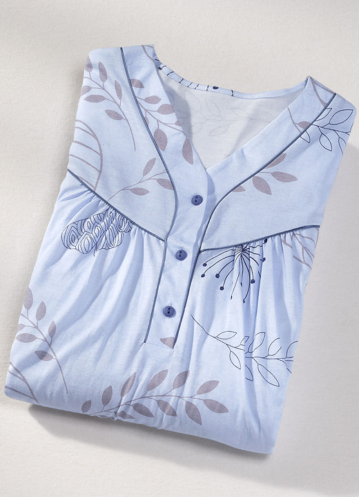 Langarm - Zweierpack Nachthemden, 3/4 -langen Ärmeln mit Knopfleiste, in Größe 038 bis 060, in Farbe 1X PISTAZIE-BUNT, 1X PISTAZIE Ansicht 13