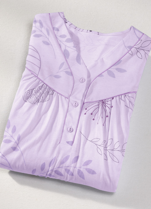 Langarm - Zweierpack Nachthemden, 3/4 -langen Ärmeln mit Knopfleiste, in Größe 038 bis 060, in Farbe 1X PISTAZIE-BUNT, 1X PISTAZIE Ansicht 7