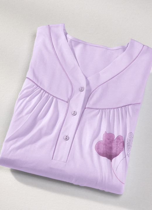 Langarm - Zweierpack Nachthemden, 3/4 -langen Ärmeln mit Knopfleiste, in Größe 038 bis 060, in Farbe 1X PISTAZIE-BUNT, 1X PISTAZIE Ansicht 10