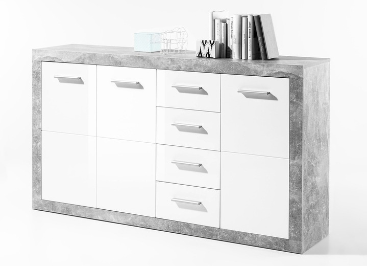 Kommode 3 Turig Mit Korpus In Beton Optik Kommoden Bader