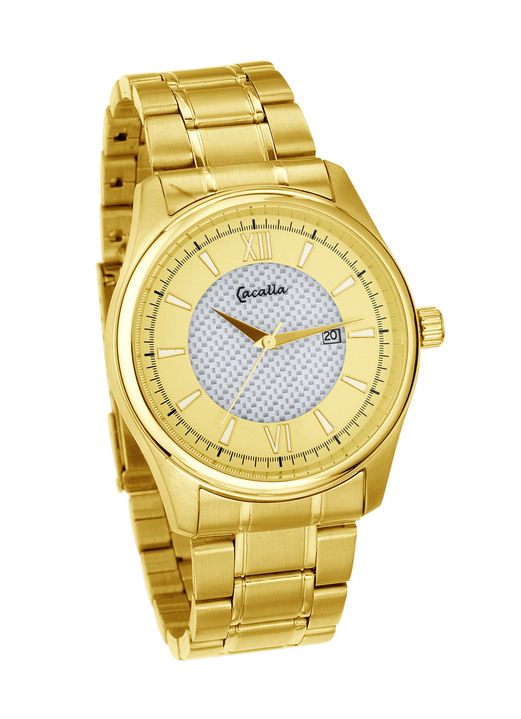 - Solar-Herrenuhr mit vergoldetem Edelstahlbandgehäuse, in Farbe  Ansicht 2