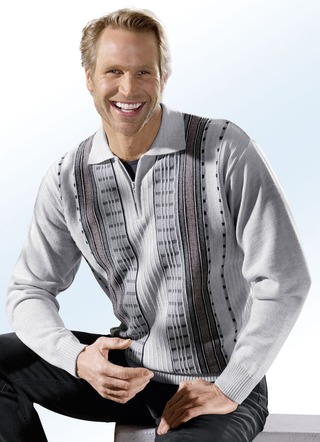 Polopullover mit Jacquard- und Struktur-Dessin
