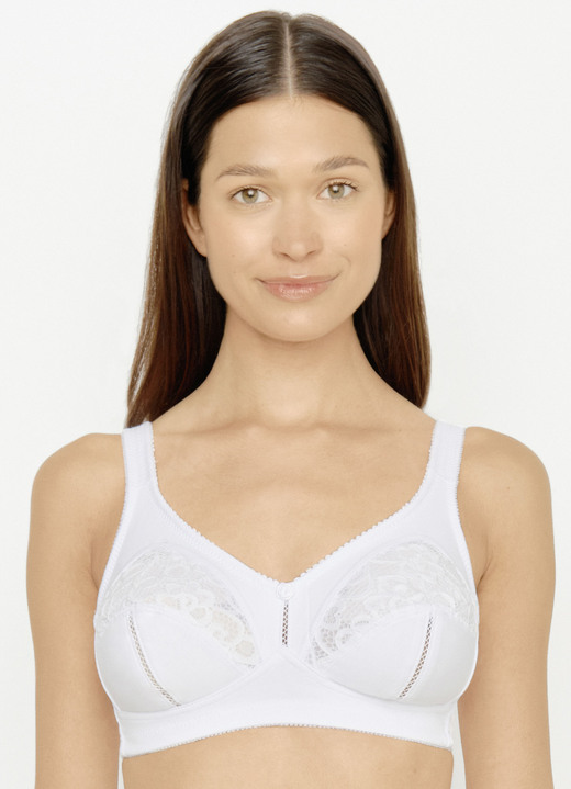 Soft-BH - Zweierpack BH mit Spitzeneinsätzen, in Größe 080 bis 110, in Cup B, in Farbe 1X MARINE, 1X WEISS Ansicht 7