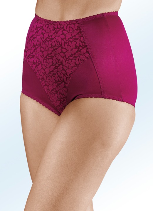 Tagwäsche - Zweierpack Miederhosen mit Spitzeneinsatz, in Größe 070 bis 115, in Farbe 1X BORDEAUX, 1X SCHWARZ