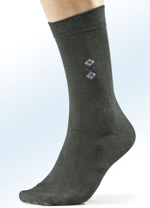 Strümpfe - Achterpack Socken mit flachgenähter Spitze, in Größe Gr. 1 (Schuhgröße 39-42) bis Gr. 3 (Schuhgröße 47-50), in Farbe 4x ANTHRAZIT MIT MOTIV, 4x UNI ANTHRAZIT Ansicht 1