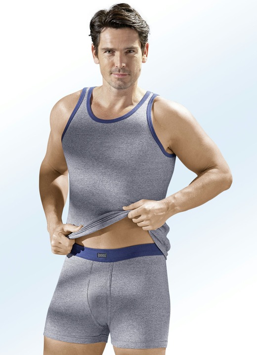 Slips & Unterhosen - Dreierpack Unterhosen aus Feinripp, uni, in Größe 005 bis 012, in Farbe 3X JEANSBLAU MELIERT Ansicht 2