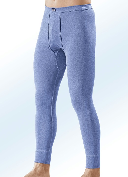 Slips & Unterhosen - Dreierpack Unterhosen aus Feinripp mit Eingriff, in Größe 005 bis 013, in Farbe 2X STEINGRAU MELIERT, 1X JEANSBLAU MELIERT Ansicht 2