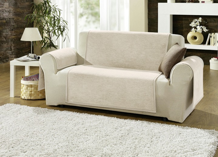 Sessel- & Sofaüberwürfe - Sessel-,Couch- und Armlehnenschoner mit Veloursbandeinfassung Ansicht 6 Sessel- & Sofaüberwürfe - Sessel-,Couch- und Armlehnenschoner mit Veloursbandeinfassung, in Größe 102 (Sesselschoner, 50x200 cm) bis 900 (2x 50x200 cm + 2x 50x75 cm), in Farbe SILBER Ansicht 6