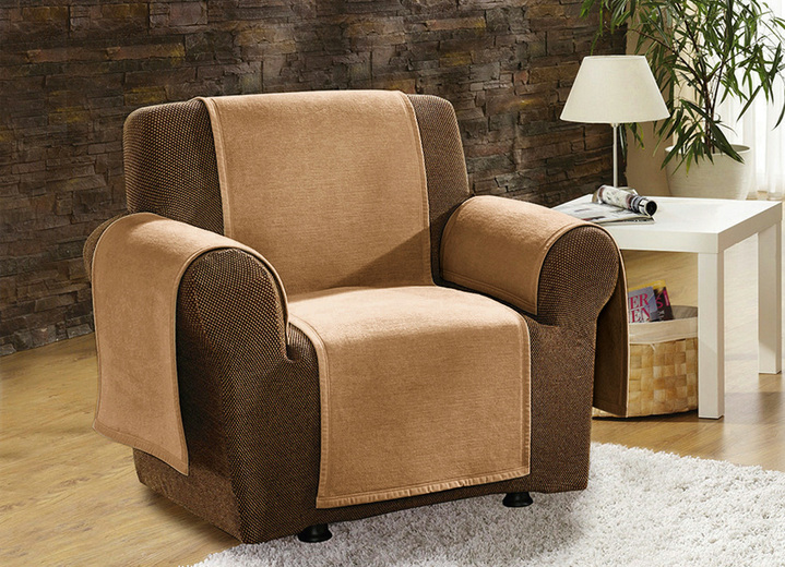 Sessel- & Sofaüberwürfe - Sessel-,Couch- und Armlehnenschoner mit Veloursbandeinfassung Ansicht 5 Sessel- & Sofaüberwürfe - Sessel-,Couch- und Armlehnenschoner mit Veloursbandeinfassung, in Größe 102 (Sesselschoner, 50x200 cm) bis 900 (2x 50x200 cm + 2x 50x75 cm), in Farbe SILBER Ansicht 5