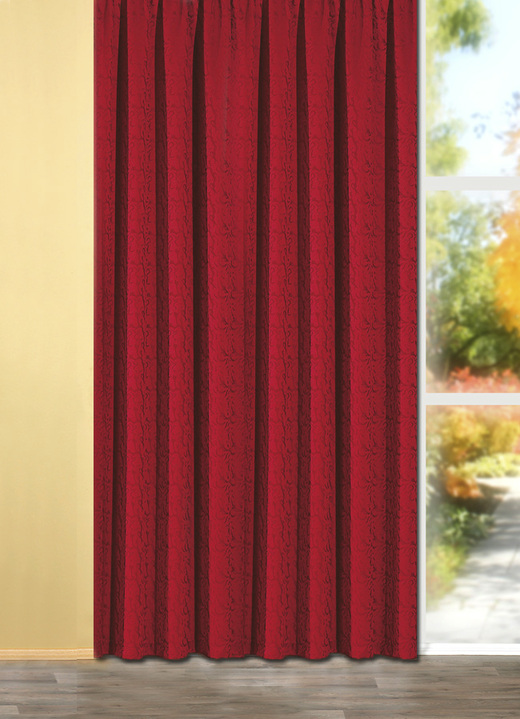 - Leicht glänzende Übergardine, in Größe 358 (H145xB140 cm) bis 456 (H245xB140 cm), in Farbe ROT, in Ausführung Mit Universalschienenband Ansicht 1