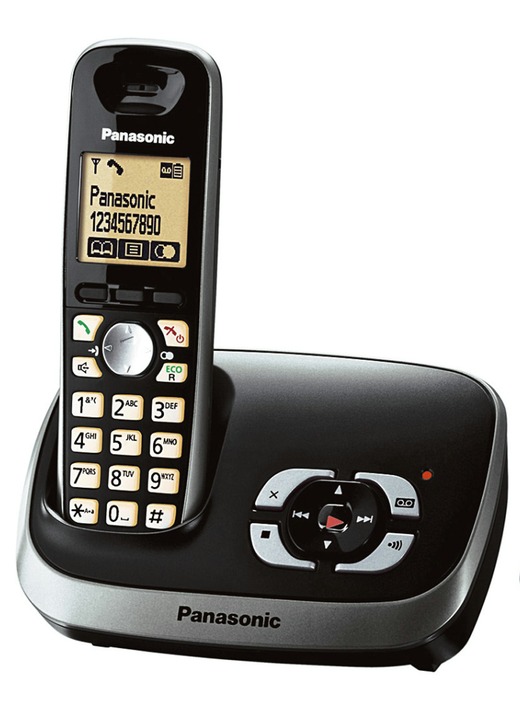 - Einfach zu bedienendes Panasonic Großtasten-Telefon, in Farbe SCHWARZ, in Ausführung Großtasten-Telefon mit AB