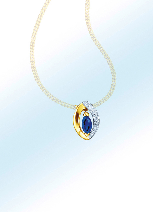 Anhänger - Anhänger mit Brillanten und echt Safir, in Farbe