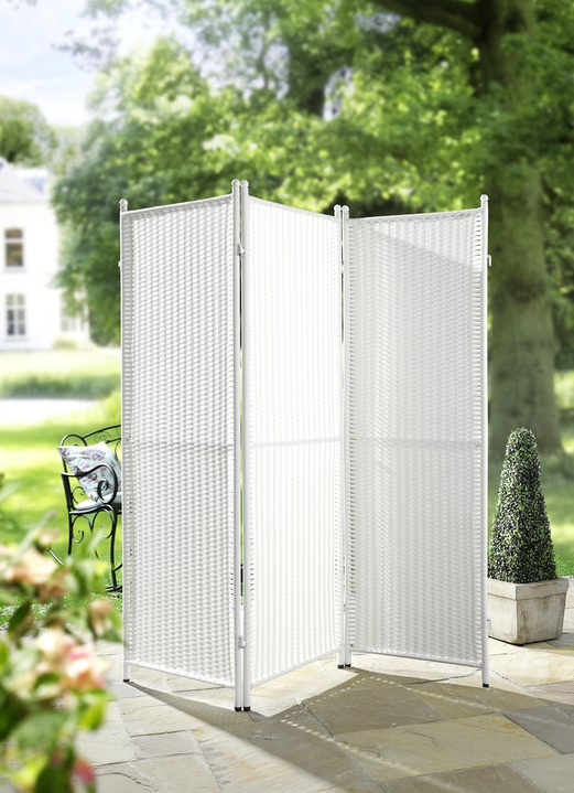 Garten - Witterungsbeständiger Paravent mit stabilem Stahlgestell, in Farbe WEISS Ansicht 1