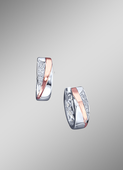 Ohrschmuck - Hochwertige Klappcreolen mit Diamanten, in Farbe