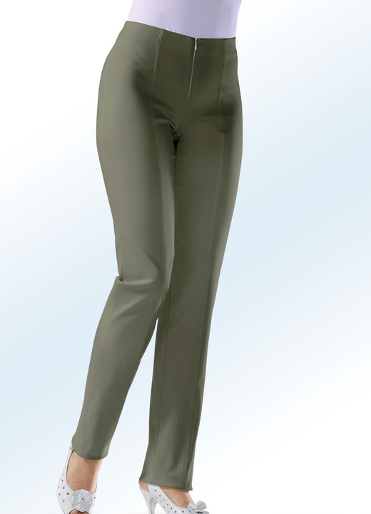 Hosen mit Knopf- und Reißverschluss - Soft-Stretch-Hose in 11 Farben Hosen mit Knopf- und Reißverschluss - Soft-Stretch-Hose in 11 Farben, in Größe 018 bis 235, in Farbe OLIV