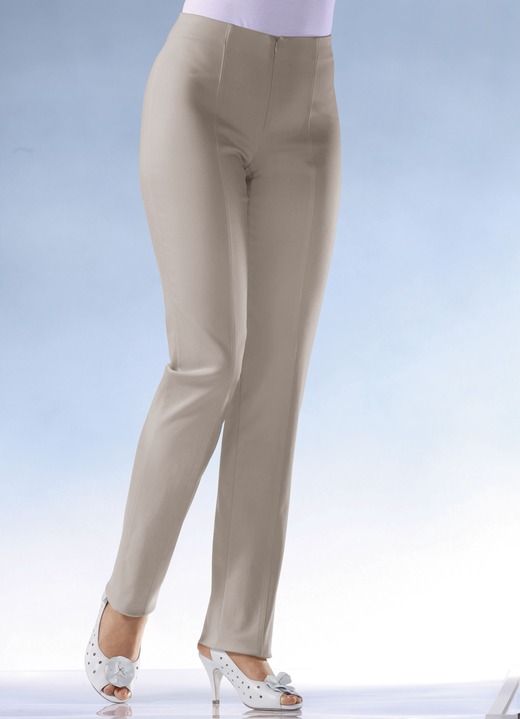 Hosen mit Knopf- und Reißverschluss - Soft-Stretch-Hose in 11 Farben, in Größe 018 bis 235, in Farbe TAUPE Ansicht 1
