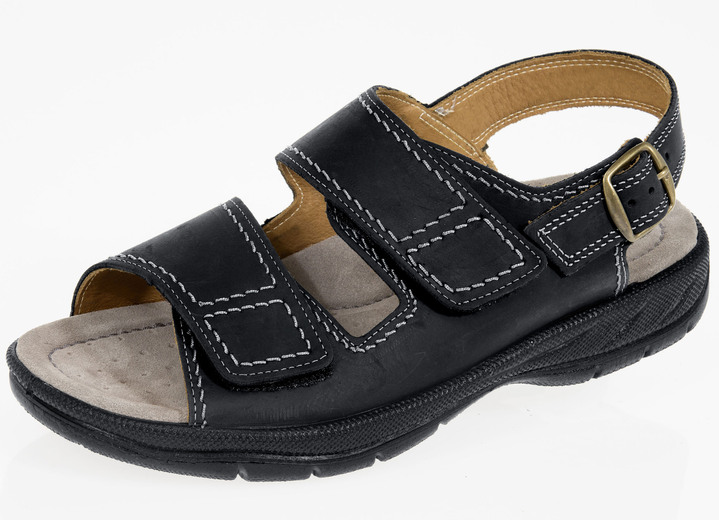 Sandalen & Pantoletten - Sandale aus hochwertigem Leder, in Größe 040 bis 047, in Farbe SCHWARZ Ansicht 1