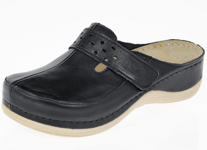 Sandaletten & Pantoletten - ELENA EDEN Clog mit Klettverschluss, in Größe 036 bis 041, in Farbe SCHWARZ