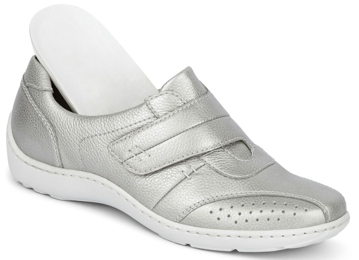 Slipper & Schnürschuhe - Waldläufer, bequeme Damen-Slipper, Weite H, mit herausnehmbarem Fußbett, in Größe 4 bis 8 1/2, in Farbe MATTSILBER Ansicht 2