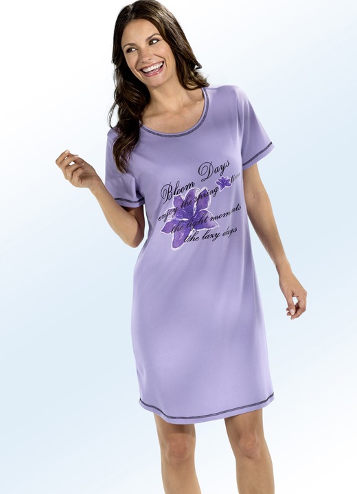 Kurzarm - Zweierpack Nachthemden, Kurzarm mit Rundhals, in Größe 036 bis 060, in Farbe FLIEDER/TÜRKIS Ansicht 3