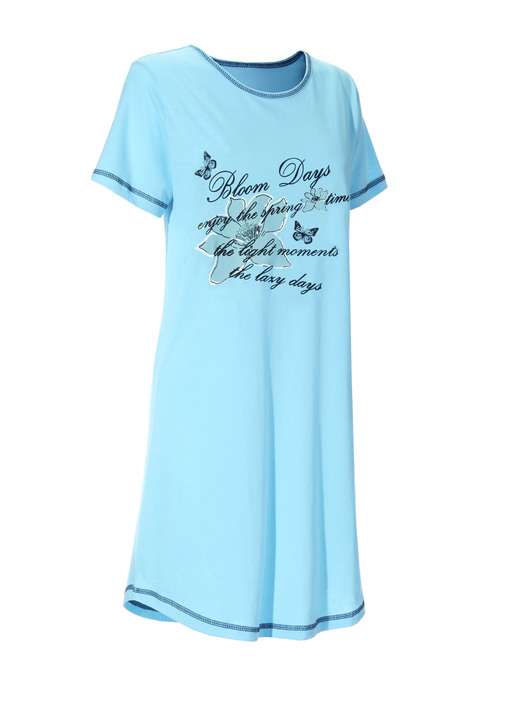 Kurzarm - Zweierpack Nachthemden, Kurzarm mit Rundhals, in Größe 036 bis 060, in Farbe FLIEDER/TÜRKIS Ansicht 2