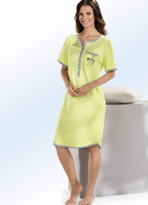 Kurzarm - Zweierpack Nachthemden, Kurzarm mit Knopfleiste, in Größe 036 bis 052, in Farbe APRICOT/GRAU Ansicht 3