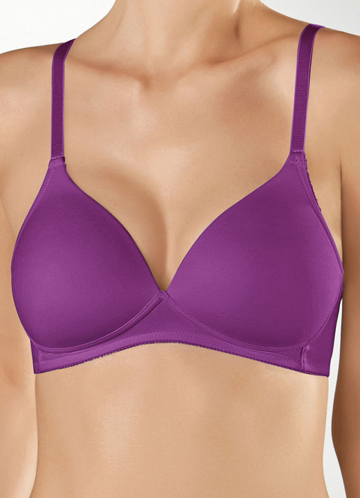 Soft-BH - Naturana Zweierpack BH mit gepolsterten Cups, in Größe 075 bis 095, in Cup B, in Farbe 1X BROMBEER, 1X WEISS Ansicht 1