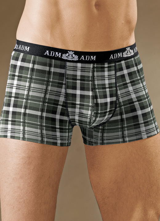 Pants & Boxershorts - Viererpack Pants aus Feinjersey, kariert, in Größe 004 bis 009, in Farbe 2X WEINROT-SCHWARZ-WEISS, 2X OLIV-SCHWARZ-WEISS Ansicht 2