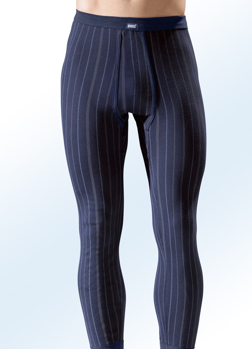 Slips & Unterhosen - Dreierpack Unterhosen, lang aus Feinripp mit Eingriff, in Farbe 1X MARINE-BUNT, 1X HELLGRAU-BUNT, 1X UNI MARINE