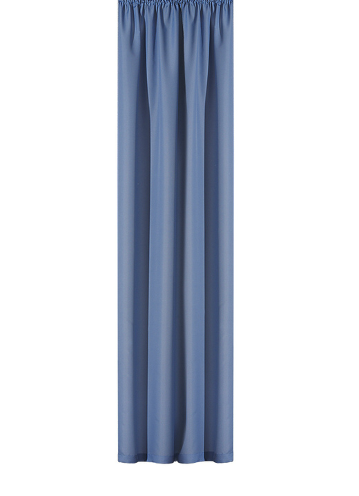 Klassisch - Übergardine mit Universalschienenband, in Größe 358 (Dekoschal, H145xB140 cm) bis 899 (1 Raffhalter, 70 cm), in Farbe BLAU Ansicht 1
