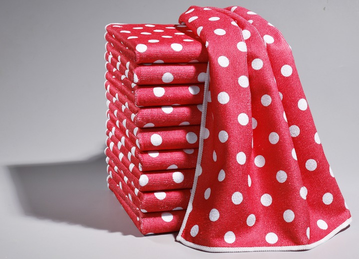 Reinigungshelfer & Reinigungsmittel - Mikrofaser-Geschirrtücher-Set, 10-teilig Ansicht 2 Reinigungshelfer & Reinigungsmittel - Mikrofaser-Geschirrtücher-Set, 10-teilig, in Farbe ROT/WEISS PUNKTE Ansicht 2
