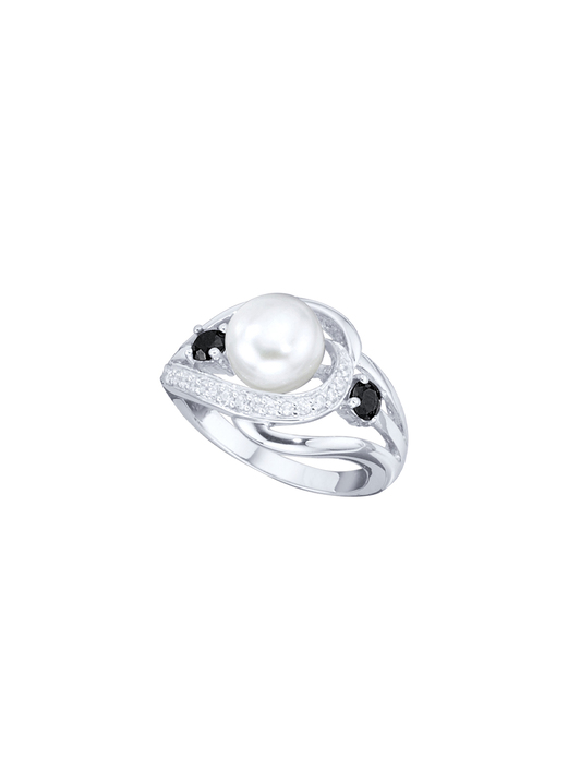 Ringe - Damenring mit synthetischen Zirkonia und Süßwassser-Zuchtperle, in Größe 160 bis 220, in Farbe  Ansicht 2