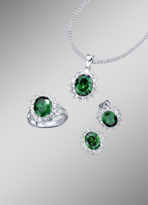 Schmucksets - Schmuck-Set, 4-teilig mit Weißgoldauflage, in Größe L bis S, in Farbe SAFIRBLAU Ansicht 7