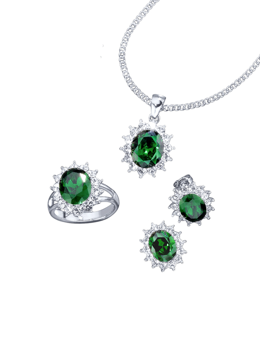 Schmucksets - Schmuck-Set, 4-teilig mit Weißgoldauflage, in Größe L bis S, in Farbe SAFIRBLAU Ansicht 8