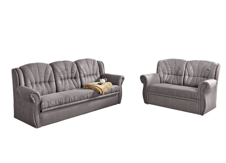 Polstergruppen - Polstermöbel mit angenehmem Mikrovelours-Bezug, in Farbe CAPPUCCINO, in Ausführung Dreisitzer Ansicht 12