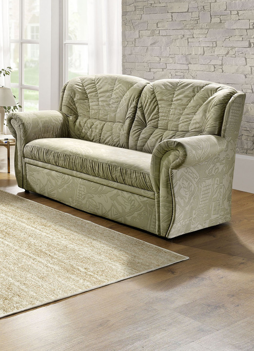 Polstergruppen - Polstermöbel mit angenehmem Mikrovelours-Bezug, in Farbe CAPPUCCINO, in Ausführung Dreisitzer Ansicht 13