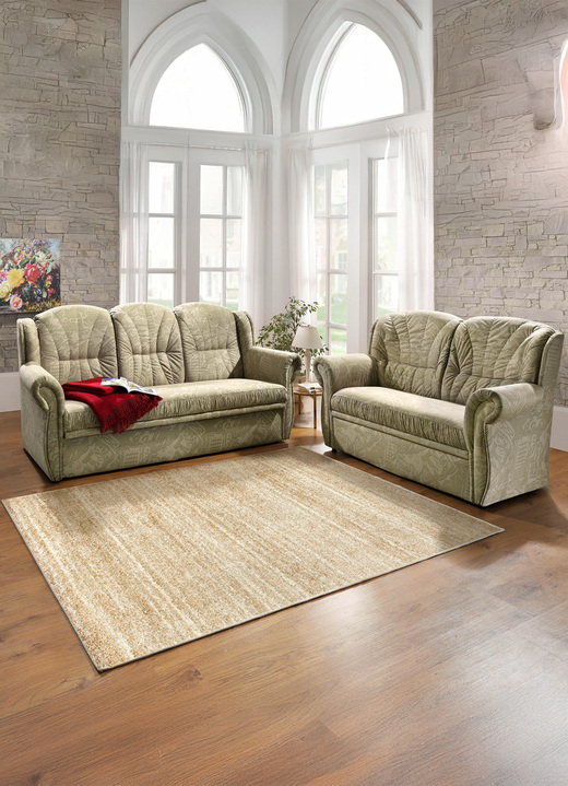 Polstergruppen - Polstermöbel mit angenehmem Mikrovelours-Bezug, in Farbe CAPPUCCINO, in Ausführung Dreisitzer Ansicht 3