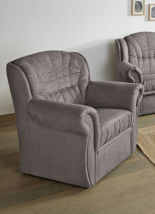 Polstergruppen - Polstermöbel mit angenehmem Mikrovelours-Bezug, in Farbe CAPPUCCINO, in Ausführung Dreisitzer Ansicht 11