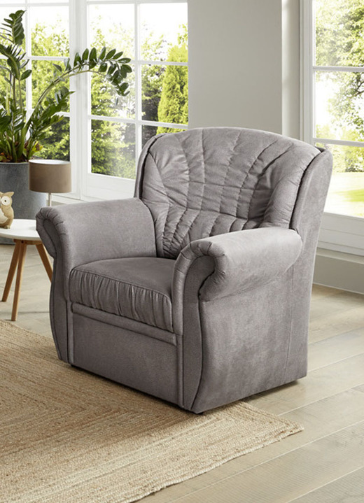 Polstergruppen - Polstermöbel mit angenehmem Mikrovelours-Bezug, in Farbe CAPPUCCINO, in Ausführung Dreisitzer Ansicht 10