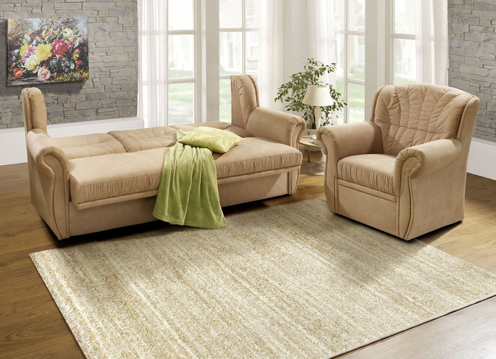 Polstergruppen - Polstermöbel mit angenehmem Mikrovelours-Bezug, in Farbe CAPPUCCINO, in Ausführung Dreisitzer Ansicht 7