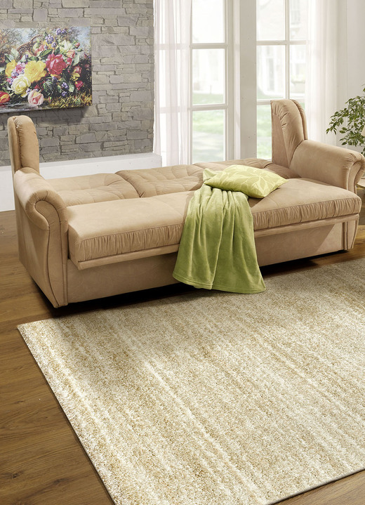 Polstergruppen - Polstermöbel mit angenehmem Mikrovelours-Bezug, in Farbe CAPPUCCINO, in Ausführung Dreisitzer Ansicht 1