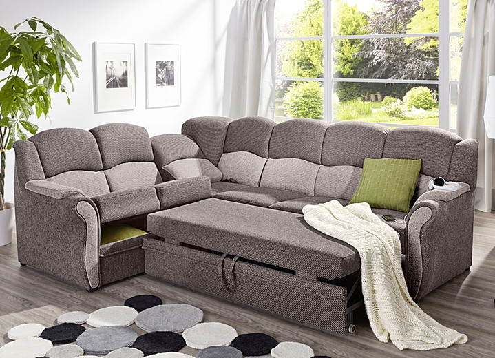 Polstergruppen - Teilmassive Polstermöbel, in Farbe CAMEL-BEIGE, in Ausführung Zweisitzer Ansicht 11