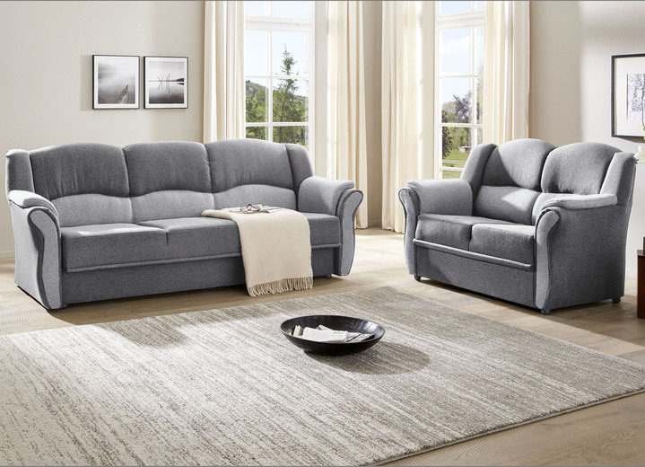 Polstergruppen - Teilmassive Polstermöbel, in Farbe CAMEL-BEIGE, in Ausführung Zweisitzer Ansicht 30