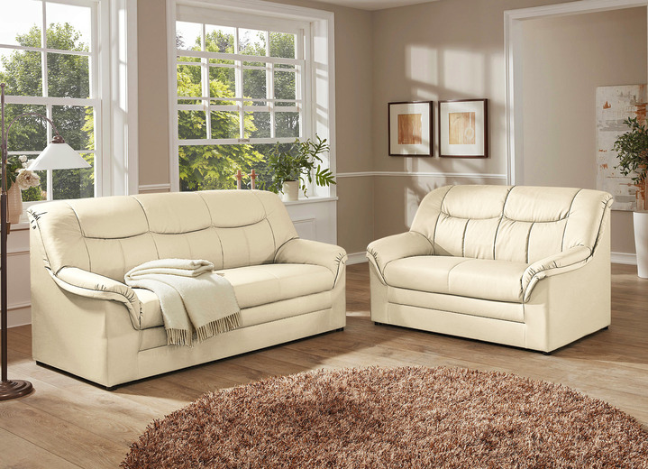 Polstergruppen - Polstermöbel auf stabilem Holzgrundgestell, in Farbe CREME, in Ausführung Hocker Ansicht 7