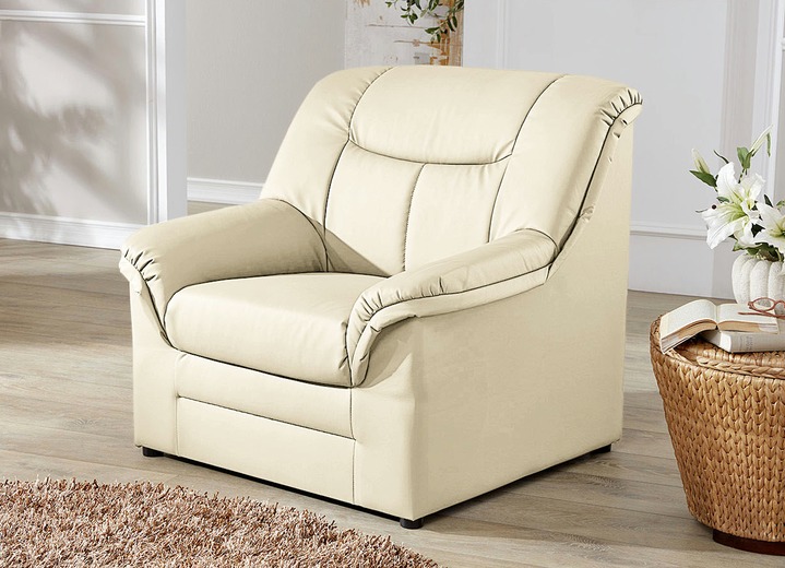 Polstergruppen - Polstermöbel auf stabilem Holzgrundgestell, in Farbe CREME, in Ausführung Hocker Ansicht 8