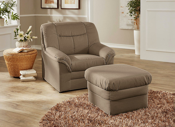 Polstergruppen - Polstermöbel auf stabilem Holzgrundgestell, in Farbe CREME, in Ausführung Hocker Ansicht 11