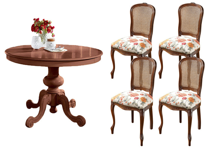 Landhausmöbel - Esszimmer-Möbel im Landhausstil, in Farbe NUSSBAUM, in Ausführung Stühle 2er-Set Ansicht 6