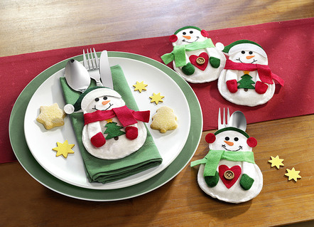 Weihnachten - Bestecktaschen, 4er-Set, in Farbe WEISS